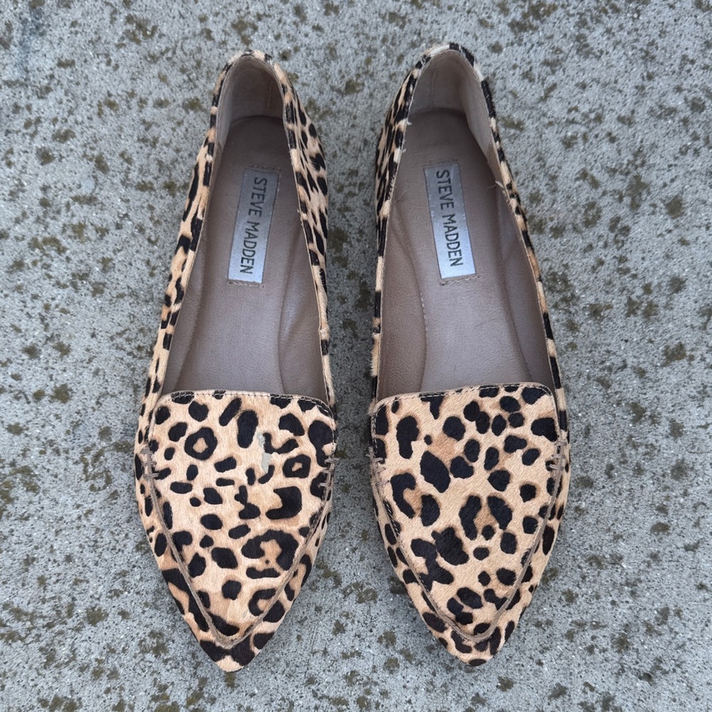 Steve Madden Tan and Black Leopard Flats